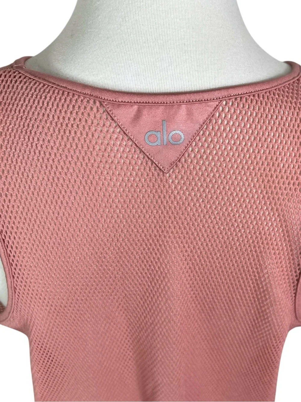 Alo Yoga Lucid Mesh Tank Top Blush Rose Pink Sheer Workout Size M